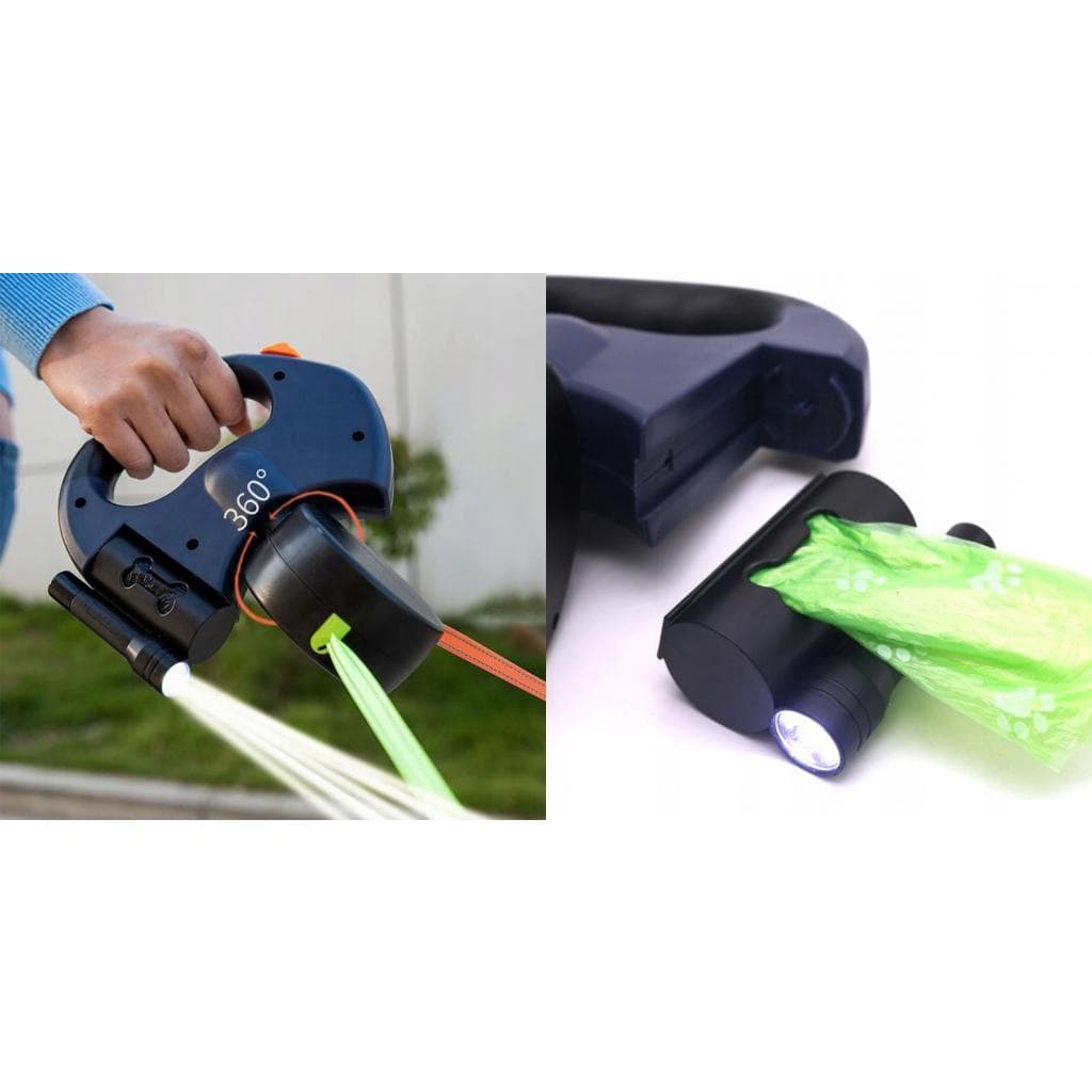 Podwójna smycz automatyczna+LED